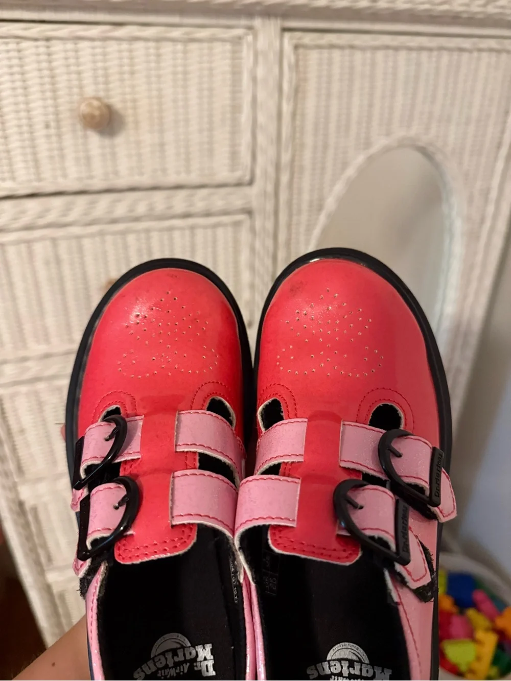 Dr. Martens Kids Pink Patent Double-Strap Mary Janes